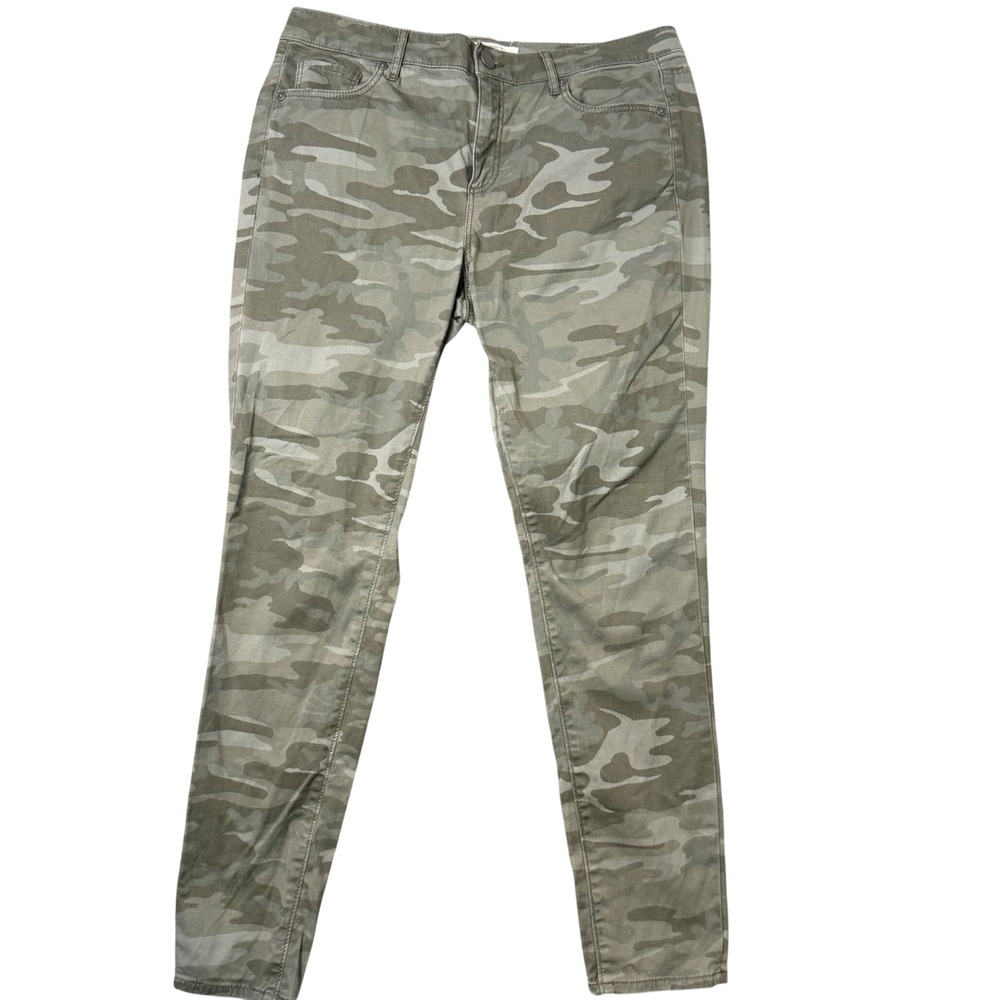 LOFT Marisa Camo Print Skinny Pants Sz 8 Green Camouflage Stretch Gorpcore